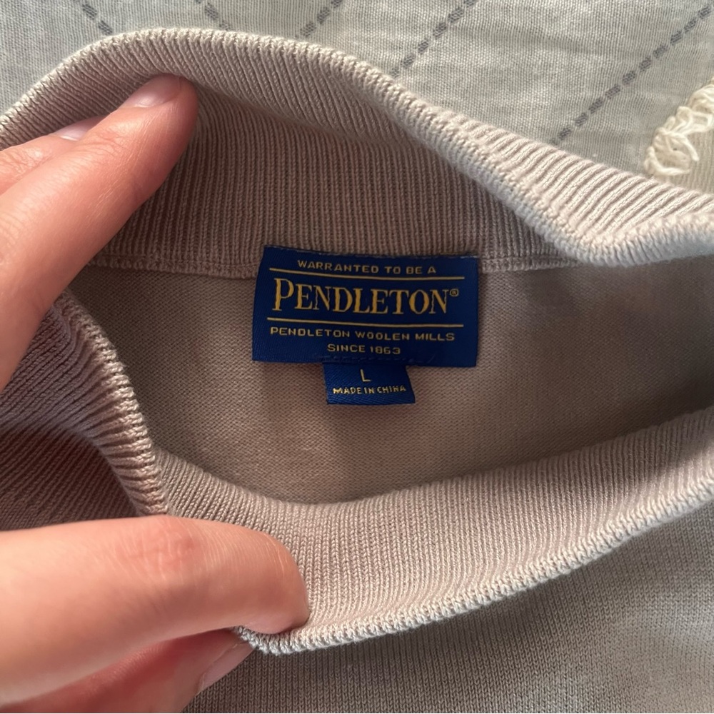 Pendleton Silk Blend Mock‎ Neck Sweater – Neutral Taupe, Size L 49% Silk - Picture 4 of 7